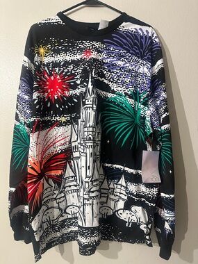 NWT Disney World 100 Years Of Wonder Cinderella Castle Fireworks Long Sleeve
